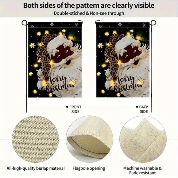 Garden Flag, Black Santa Claus, Size 12β x 18β, Double Sided, NEW - Picture 2 of 8